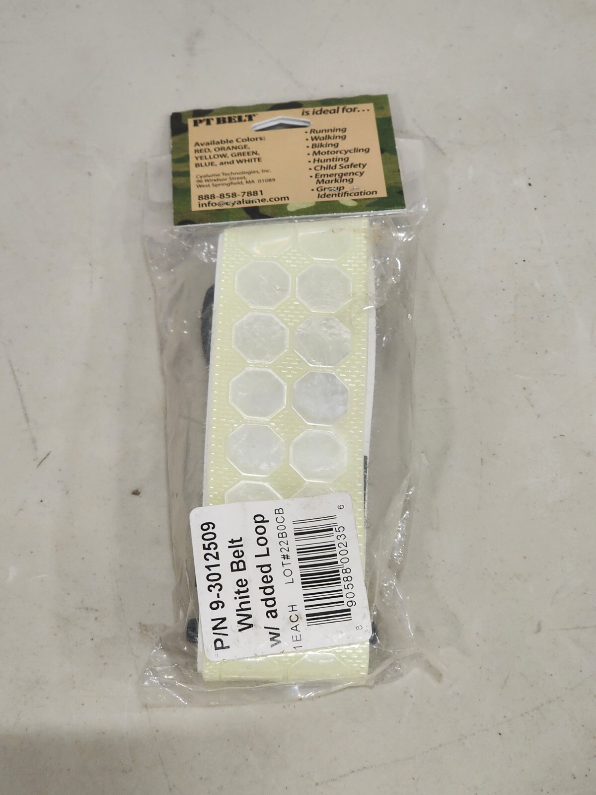 PT BELT CYALUME TECHNOLOGIES Reflective Belt White Polymer 9-3012509 54"