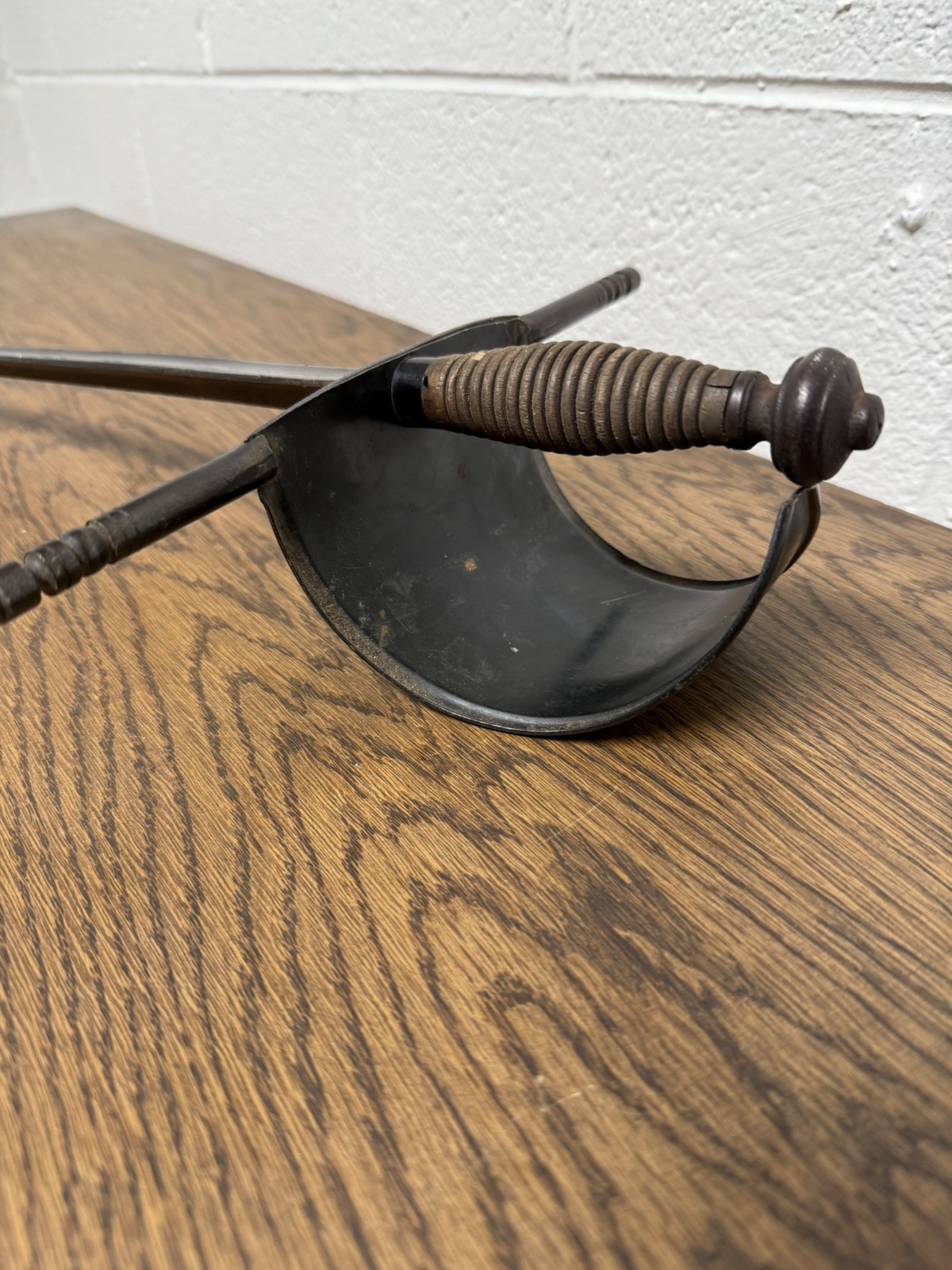 Antique Vintage 19th Century Sword Made In Spain Trefoil Blade Wood Handle