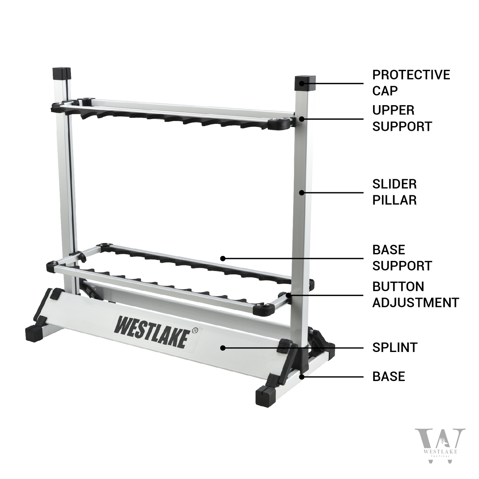 24 Rod Fishing Pole Holder Aluminum Alloy Stand Rack Storage Portable Tool US