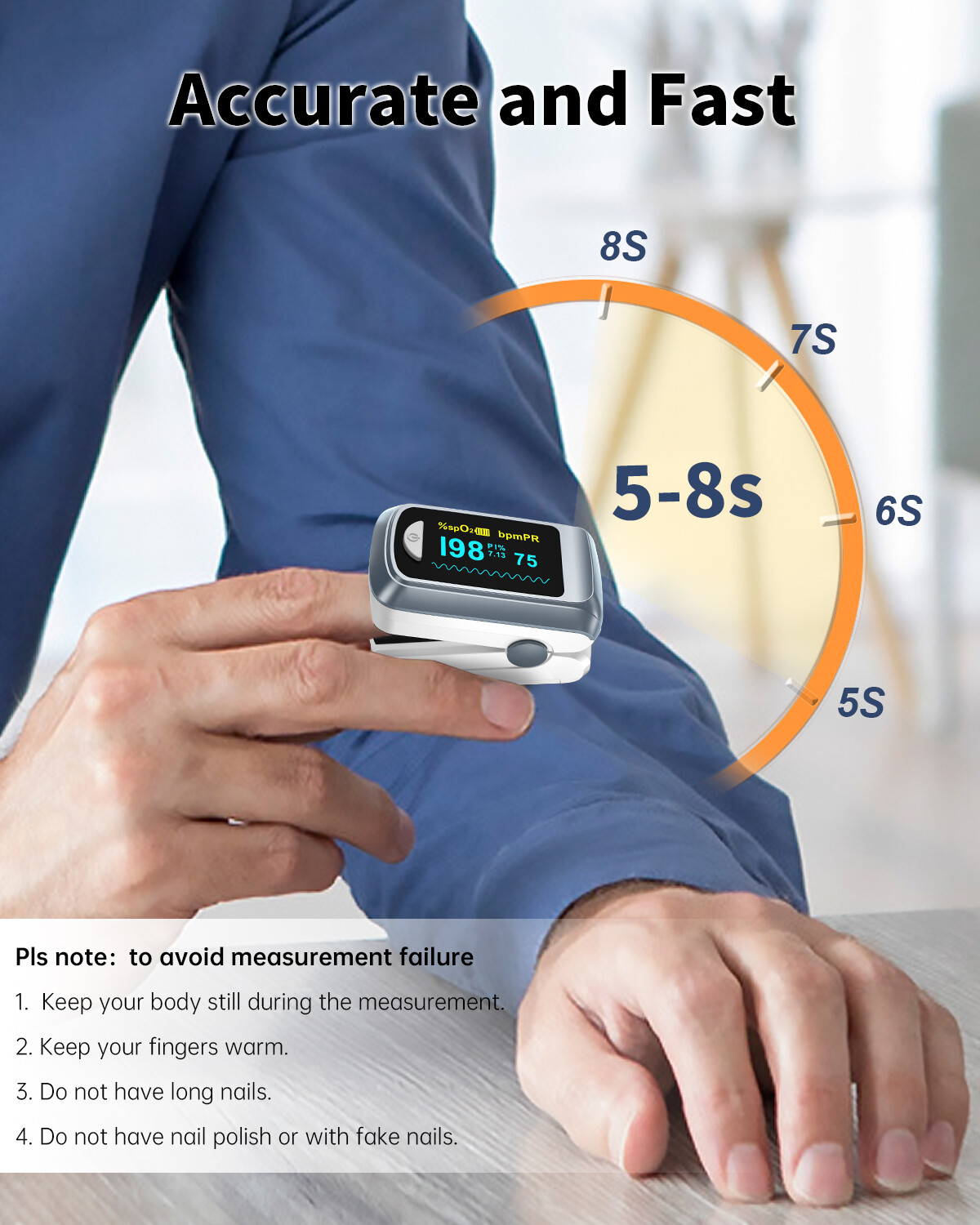 Pulse Oximeter Fingertip Blood Oxygen Monitor Heartbeat SpO2 PR Oxygen Oximeters