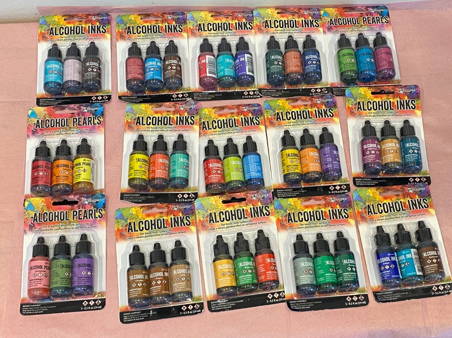 24 pc set Tim Holtz Ranger Adirondack Alcohol Ink 51 bottles diff inks + 6 acces