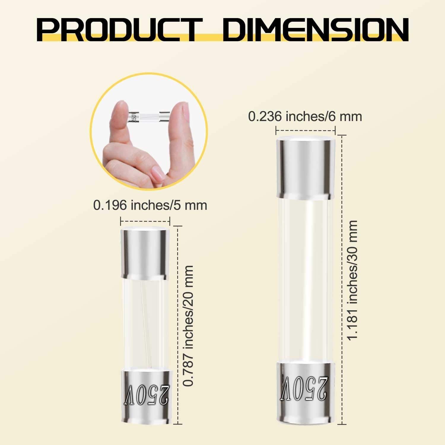 Fast Blow Glass Fuse Assortment Kit, 24 Values Glass Fuses 250V 5x20mm 0.5A NEW*