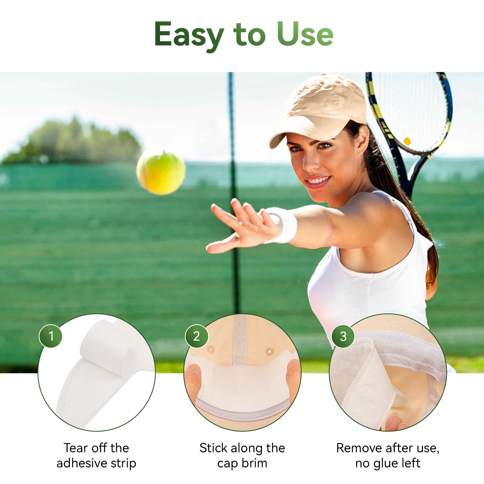 30Pcs Hat Sweat Liner for Baseball Cap, Absorbent Pads Hats, White