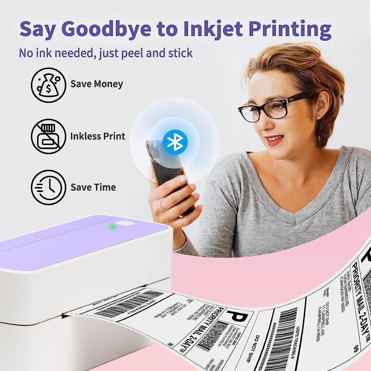 4x6 Bluetooth Thermal Shipping Label Printer for Small Business Package Mail Lot