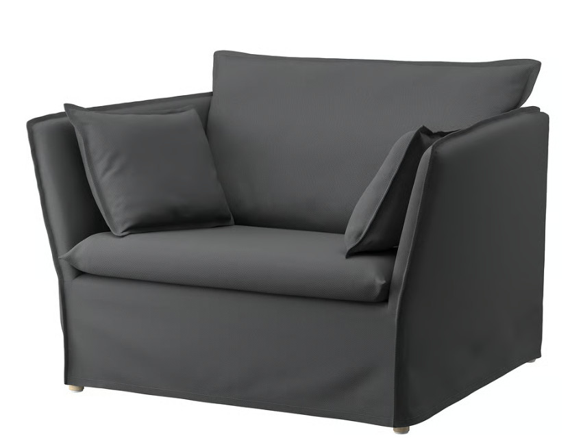 IKEA Backsalen 1.5-Seat Armchair Cover 004.972.60 COVER ONLY Hallarp Gray ~ New