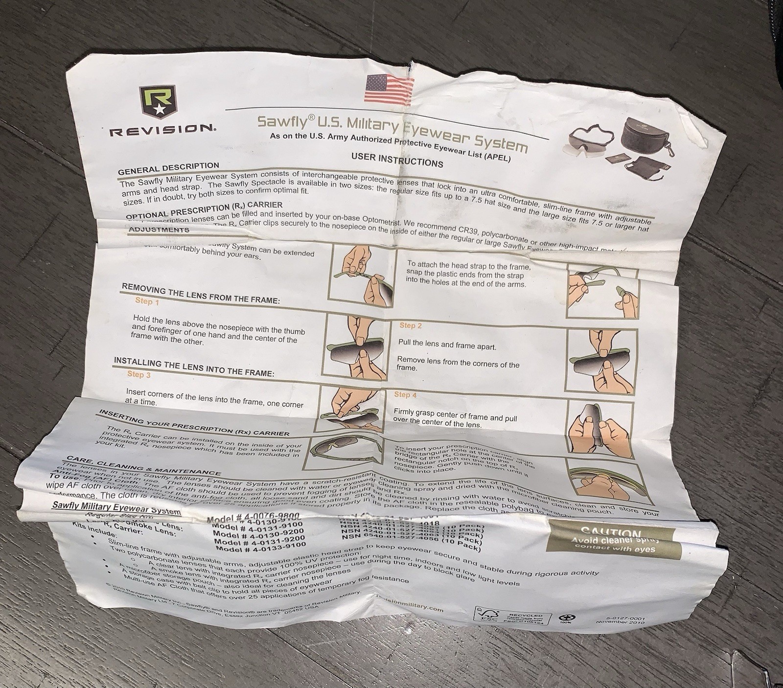 E4 US MILITARY APEL REVISION SAWFLY EYEWEAR SYSTEM GLASSES