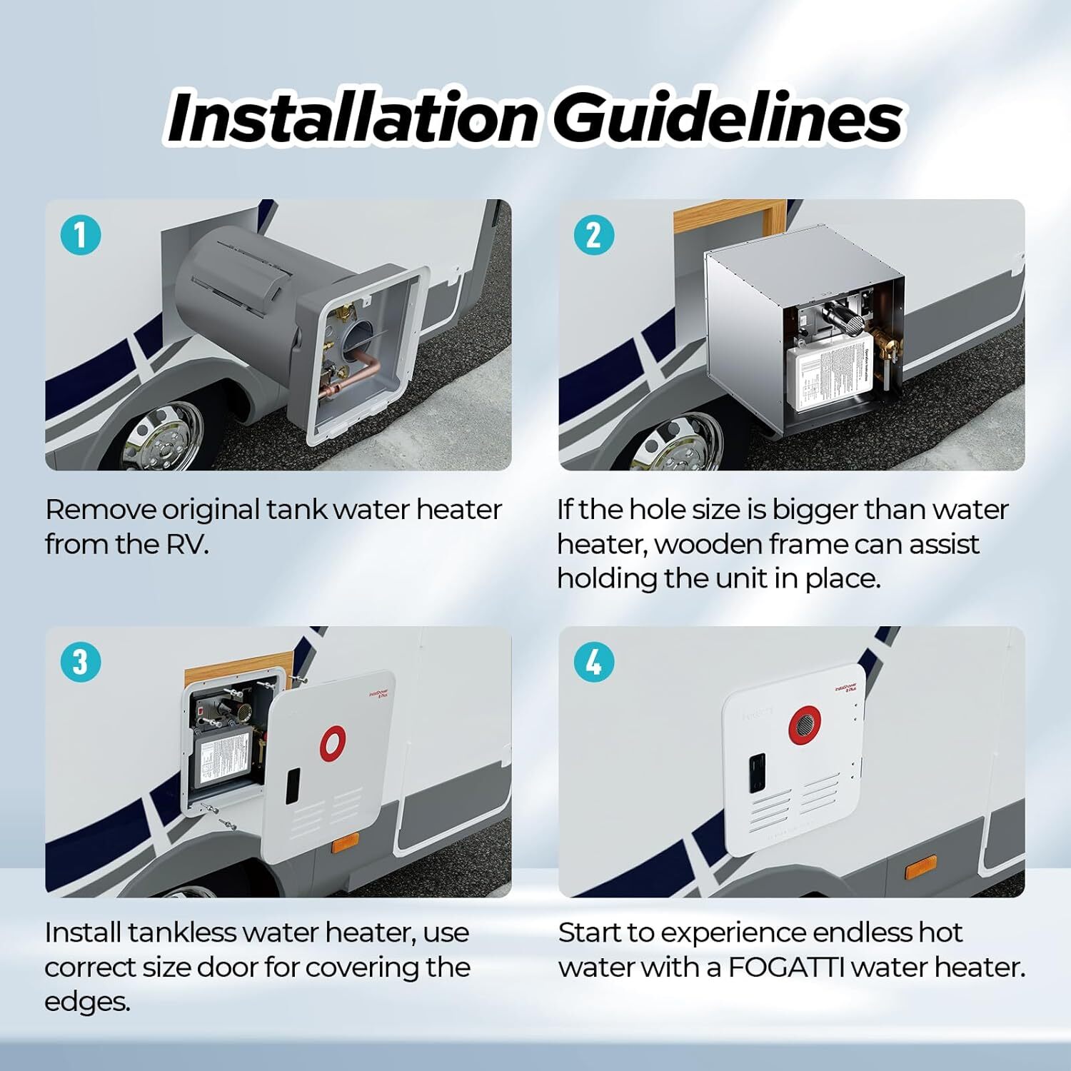 Tankless RV Water Heater RV On Demand Hot Water Heater without Door 42,000 BTU