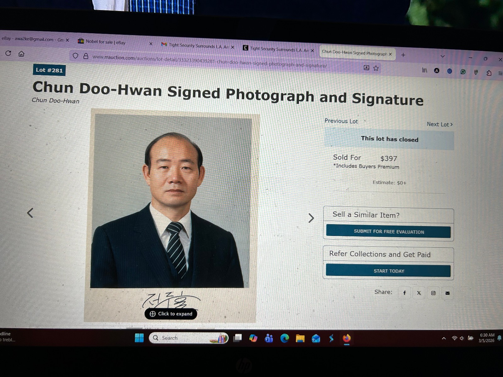 Chun Doo-hwan 5th President South Korea RARE Hand Autographed Signed Photograph