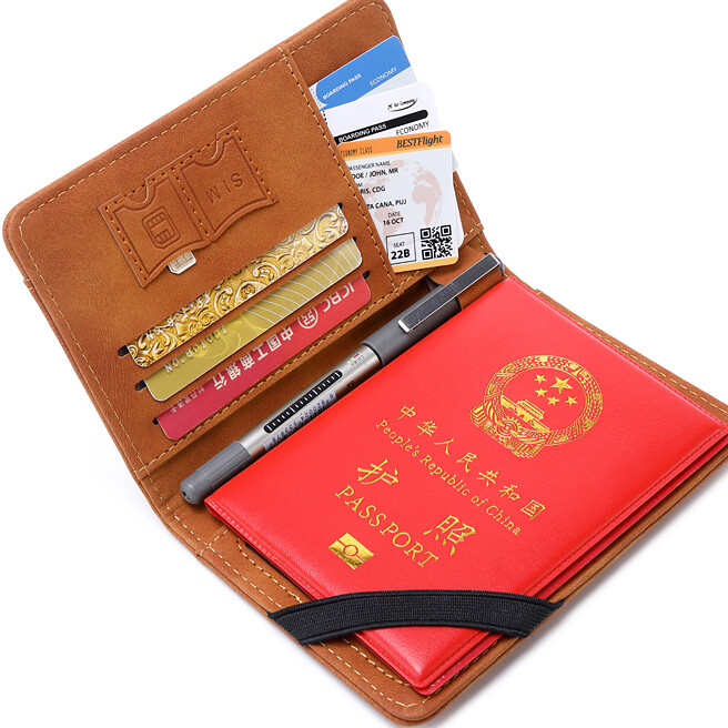 Family Travel Wallet Passport Holder RFID Blocking Document Organizer Bag Case