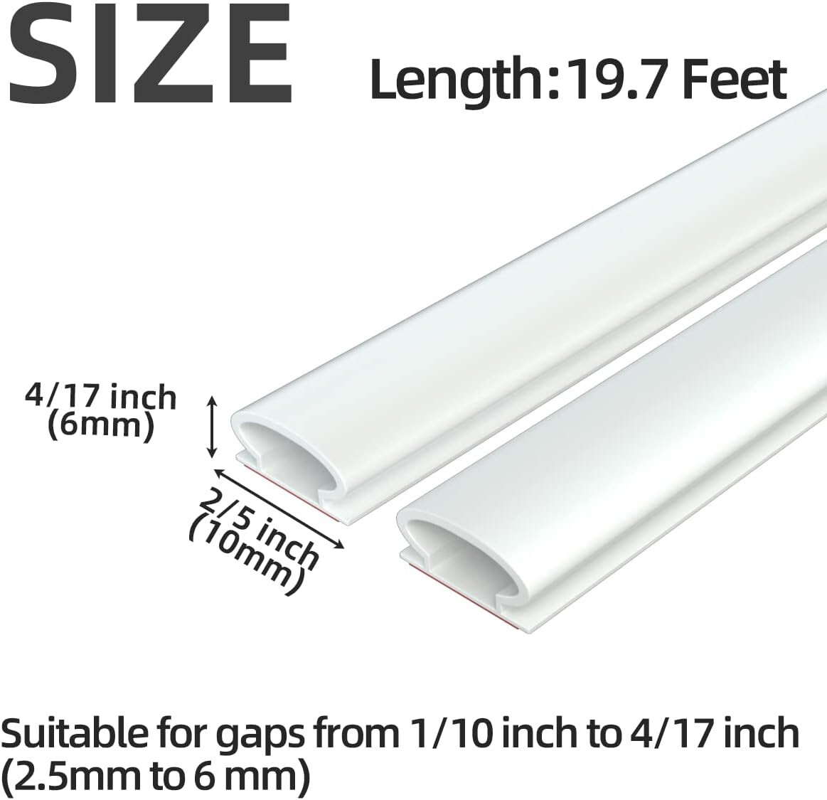 50 FT D-Shape Door Seal Strip Self-Adhesive Soundproof Weather Stripping White