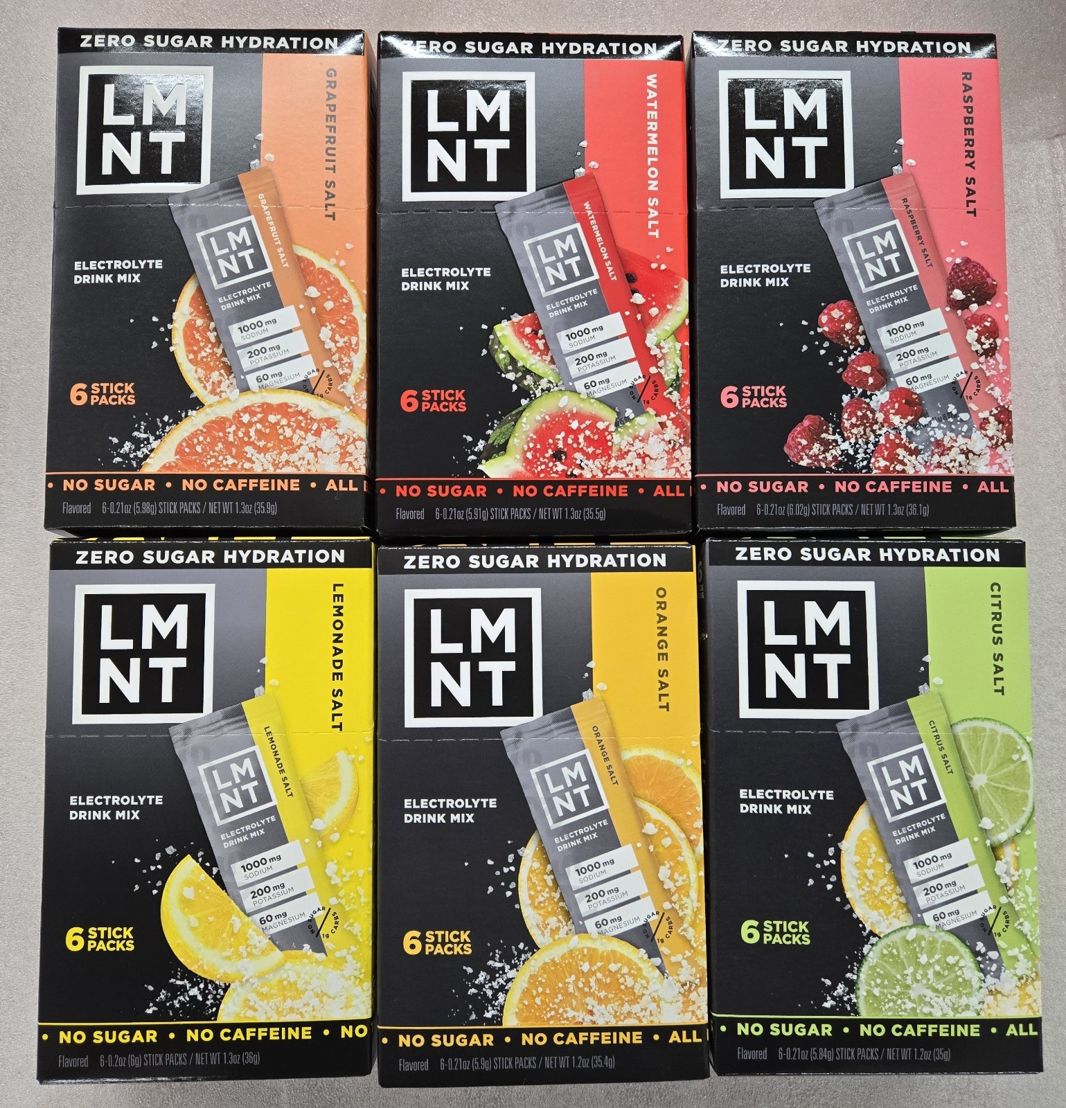 LMNT Zero-Sugar Electrolytes Drink Variety 36 Pack 6 Flavors Non-Caffeinated