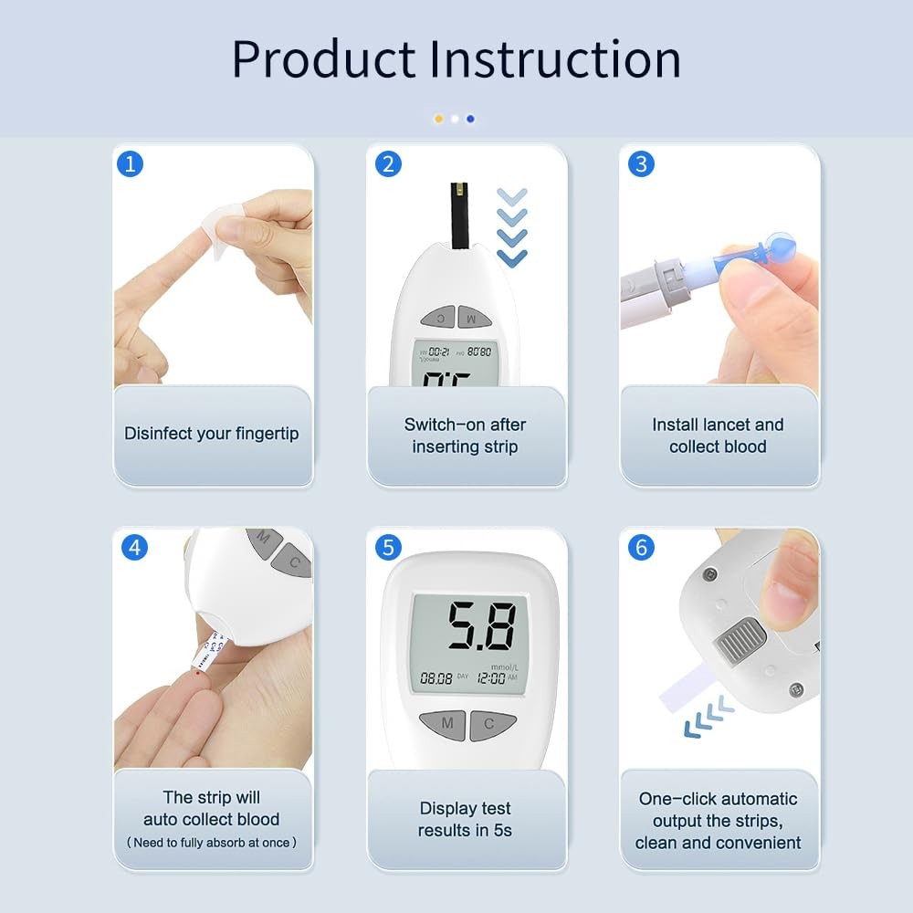 Glucose Monitor Kit, Blood Sugar Monitor,50 Test Strips &50 Lancets for Diabetes