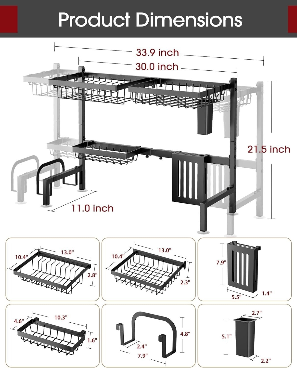 Escurridor De Platos Trastes De Acero Inoxidable Ajustable Para Sobre Fregadero