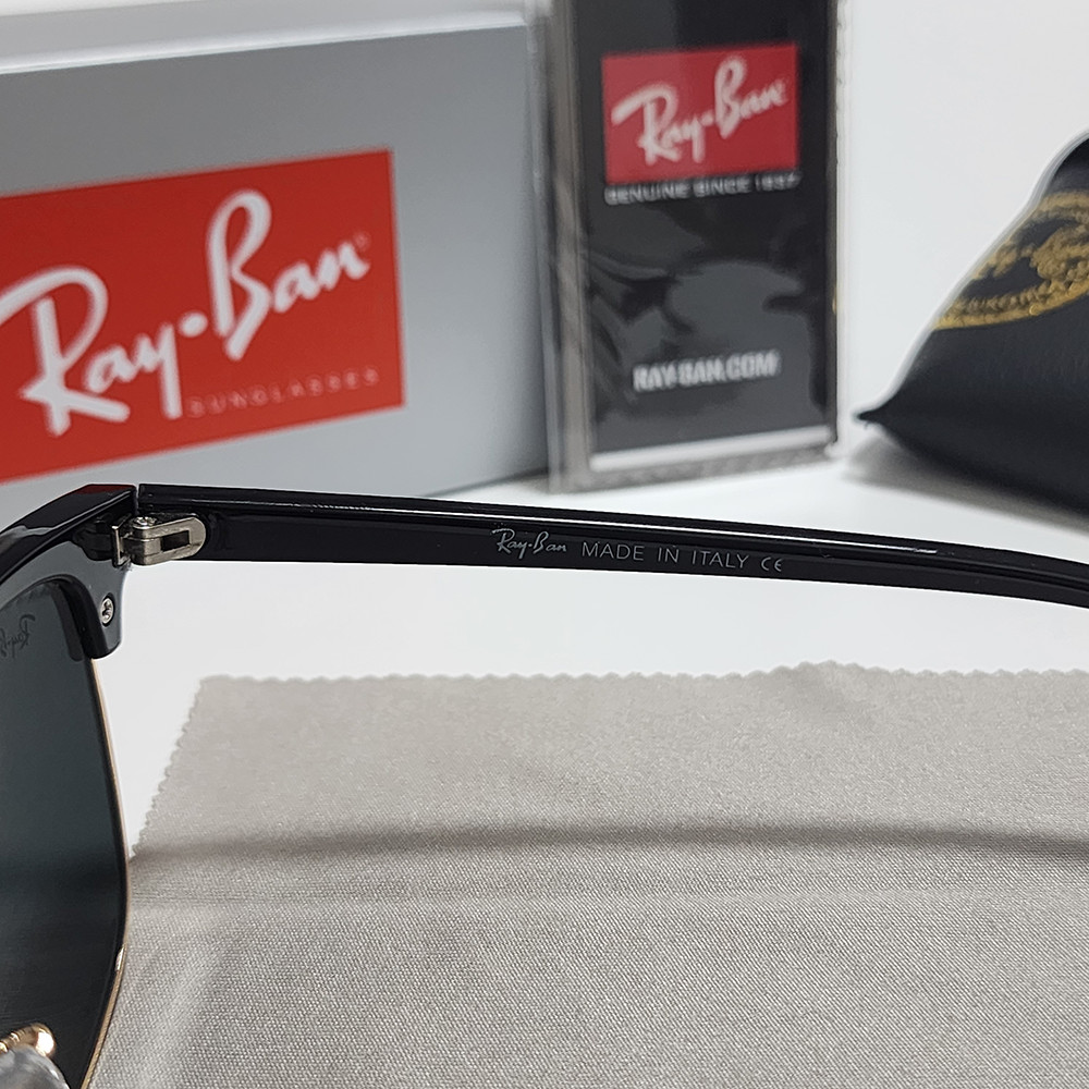 Ray-Ban RB3016 Sunglasses Clubmaster Classic Black Frame Glass Gray Lens 51 mm