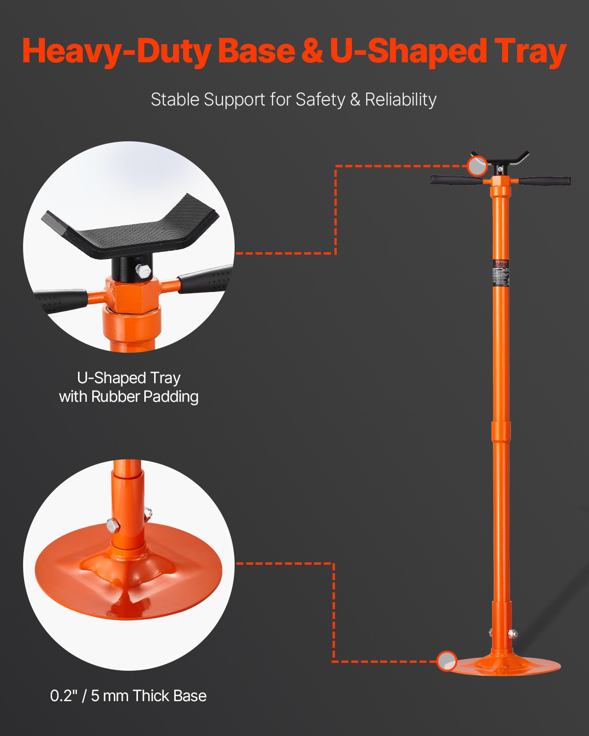 Underhoist Support Stand 3/4Ton Capacity Under Hoist Jack Stand Round Base
