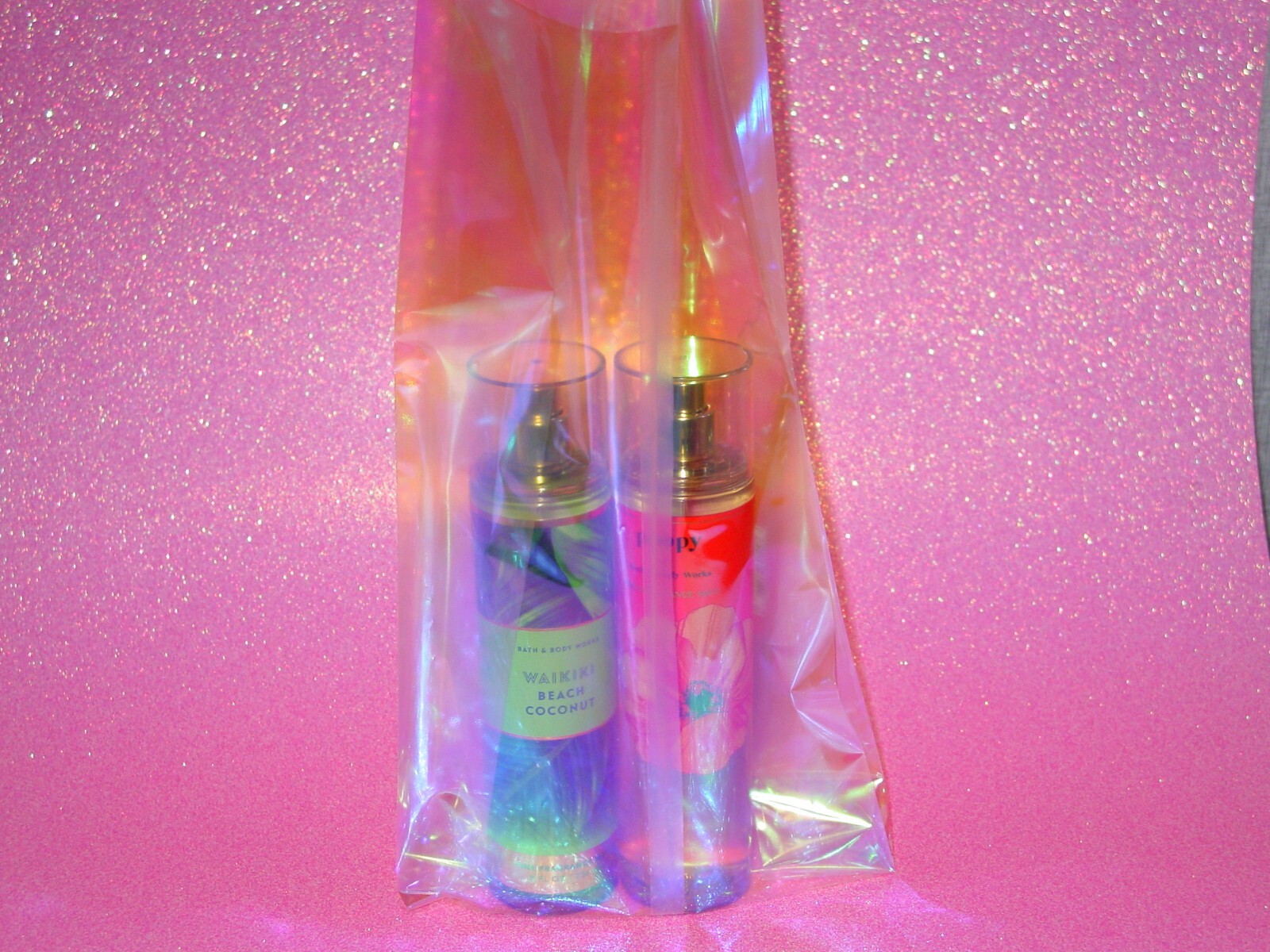 BATH & BODY WORKS GUSSETED *IRIDESCENT CELLOPHANE BAGS W/RIBBON NEW *GIFT BAGS*