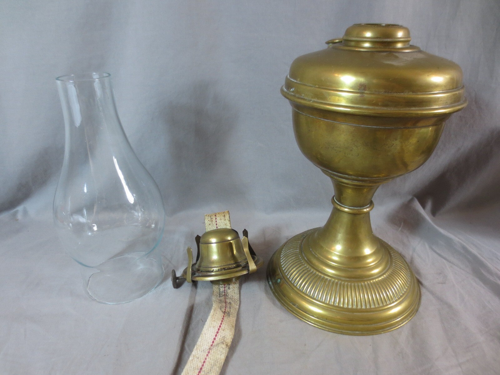 Antique Vintage British Made Oil Lamp & Chimney Shepards Hut Farmhouse