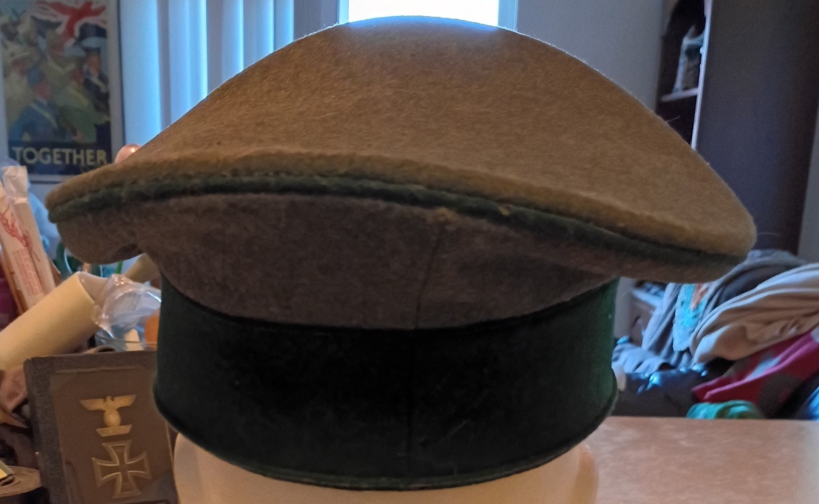 World War 2 German Customs NCO Enlisted Visor hat cap with bug bites misshaped