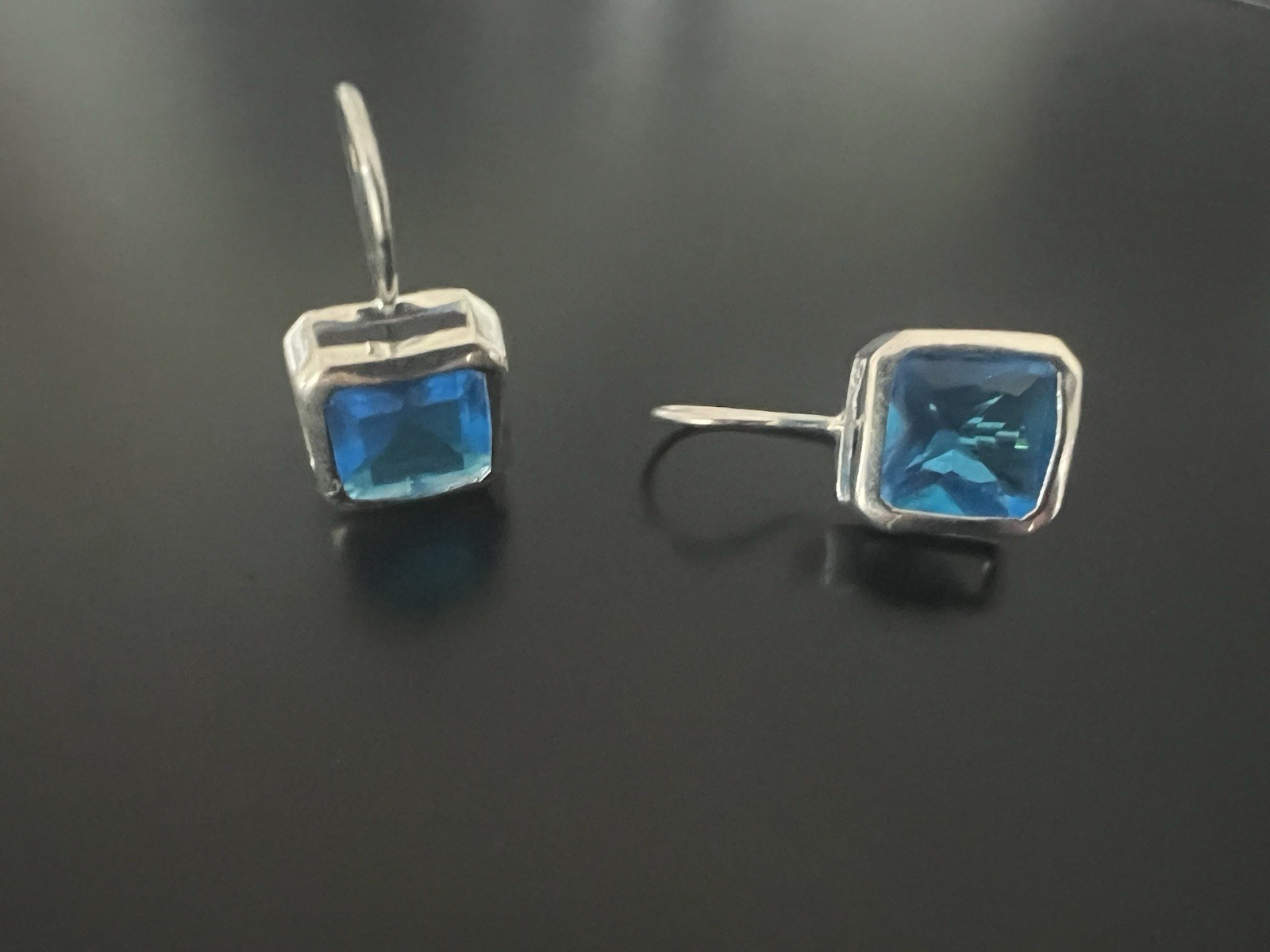 Blue Topaz Dangle Earrings Sterling Silver