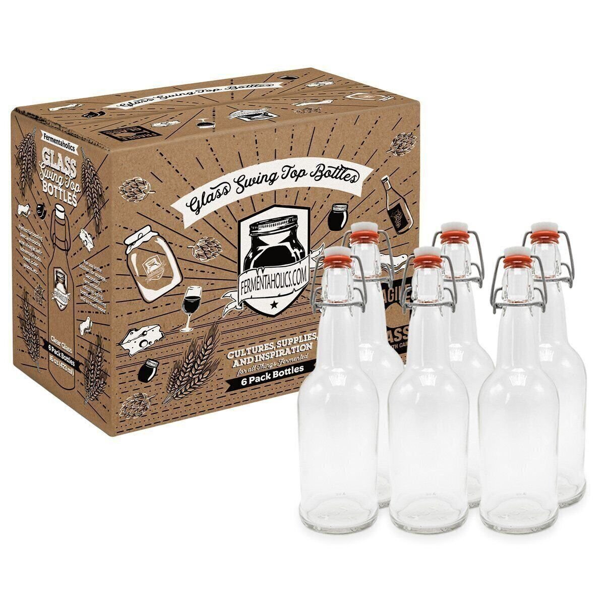 Clear Swing Top Bottles 6 Pack