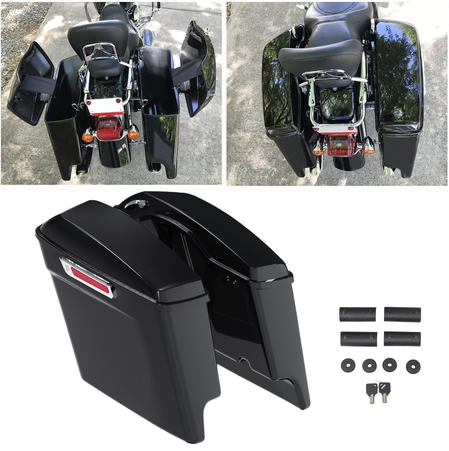 5" Stretched Extended Hard Saddlebags Fit For Harley Touring Electra Glide 93-13