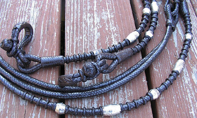 Romel Reins - Silver Ferrule Show Ring - Dark Oil - Hand Braided