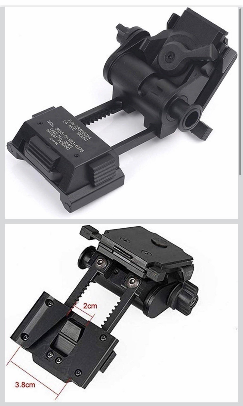 Night Vision Googgles NVG Mount L4G24,Black Metal Helmet Mount CNC PVS