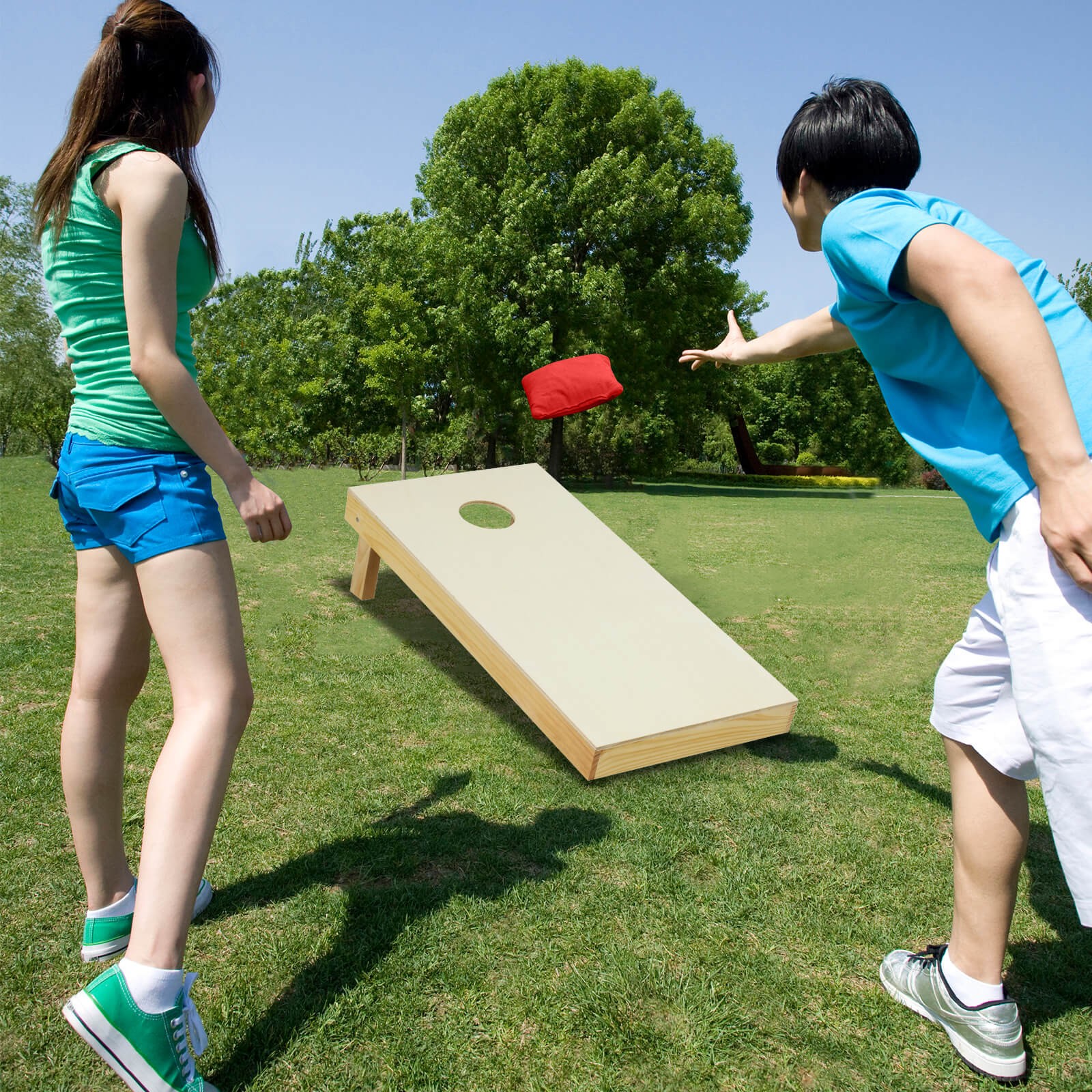 4'x2' Portable Corn Hole Game Board Includes 8 Bean Bags Solid Wood