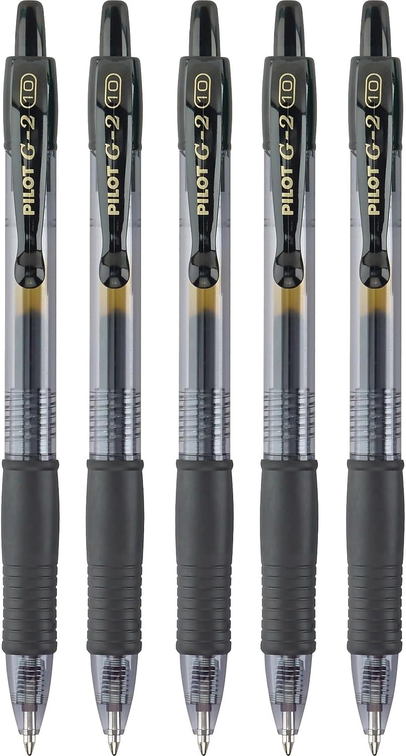 Pilot G2 0.7mm Roller Ball Gel Pens Black Ink 5-Pack (31078)