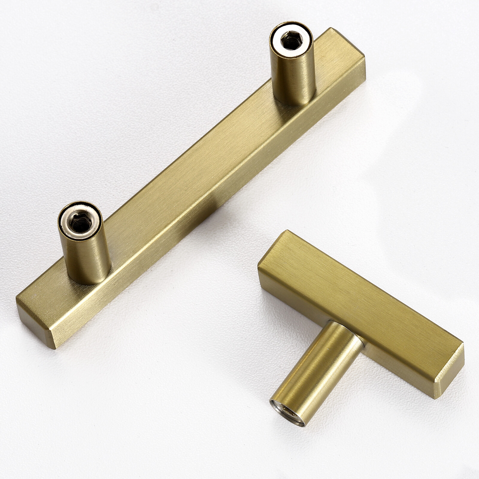20 Pack Stainless Steel Brushed Gold Kitchen Cabinet Handles Square Drawer Pulls