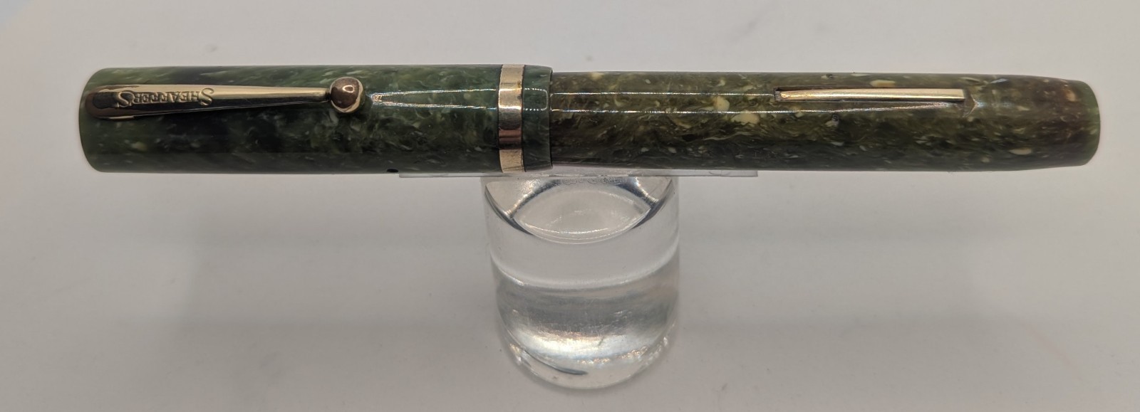 1920's Sheaffer Jade Green Senior Flattop Fountain Pen Large 14K Lifetime Nib