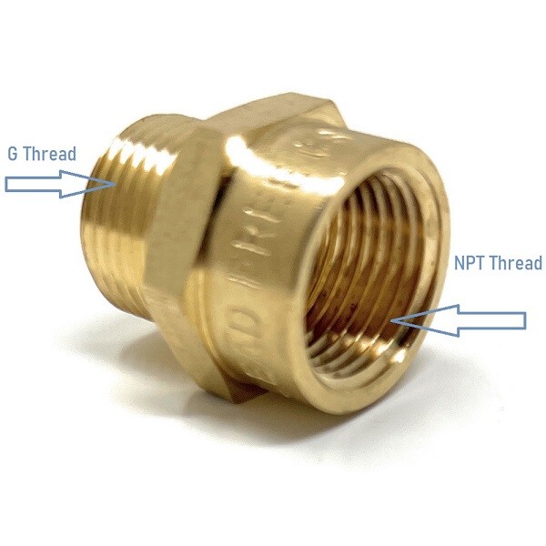 G Thread (Metric BSPP) Male to NPT Female Adapter - Lead-Free (3/8" x 3/8")