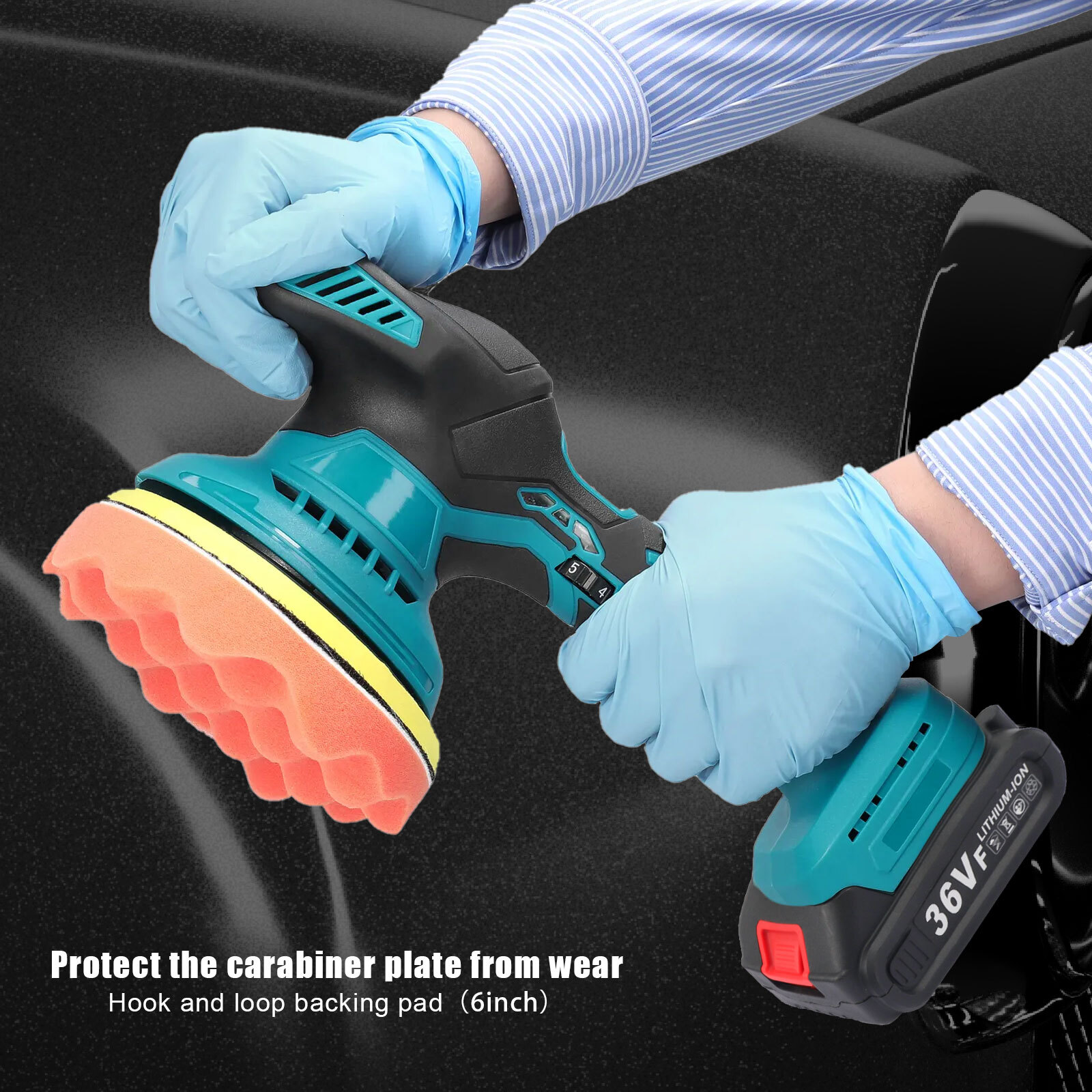 36V 3000mAh Cordless Car Polisher Buffer Sander Auto Polishing Machine 6 Speeds