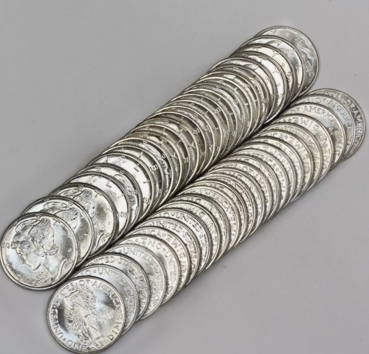 MERCURY DIME UNCIRCULATED GEM BU 90% SILVER 10C FROM ORIGINAL COLLECTION PDS (1)