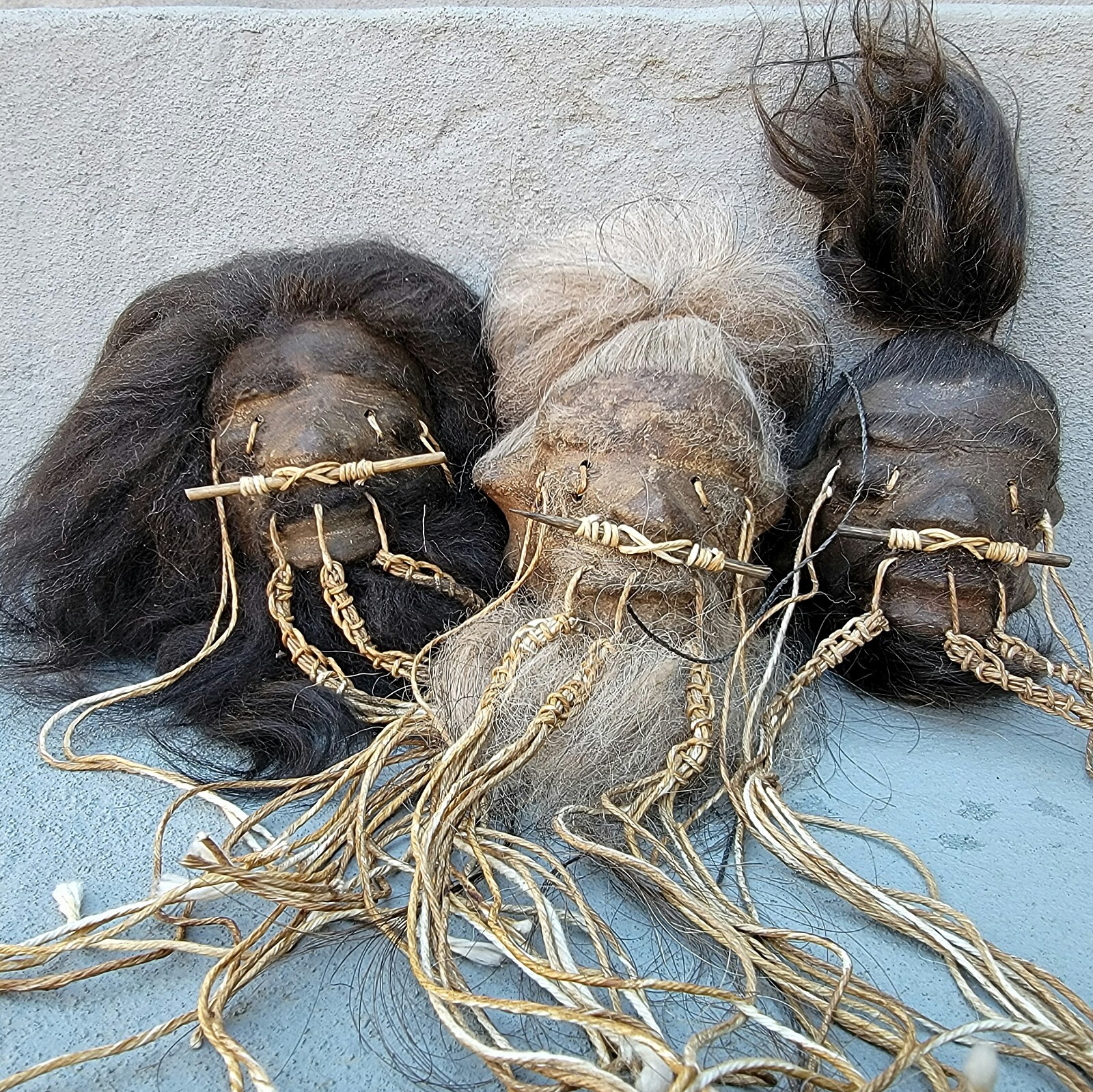 Shrunken Head, Oddities Curiosities, Real Leather and Hair, Medium, Lama alpaca