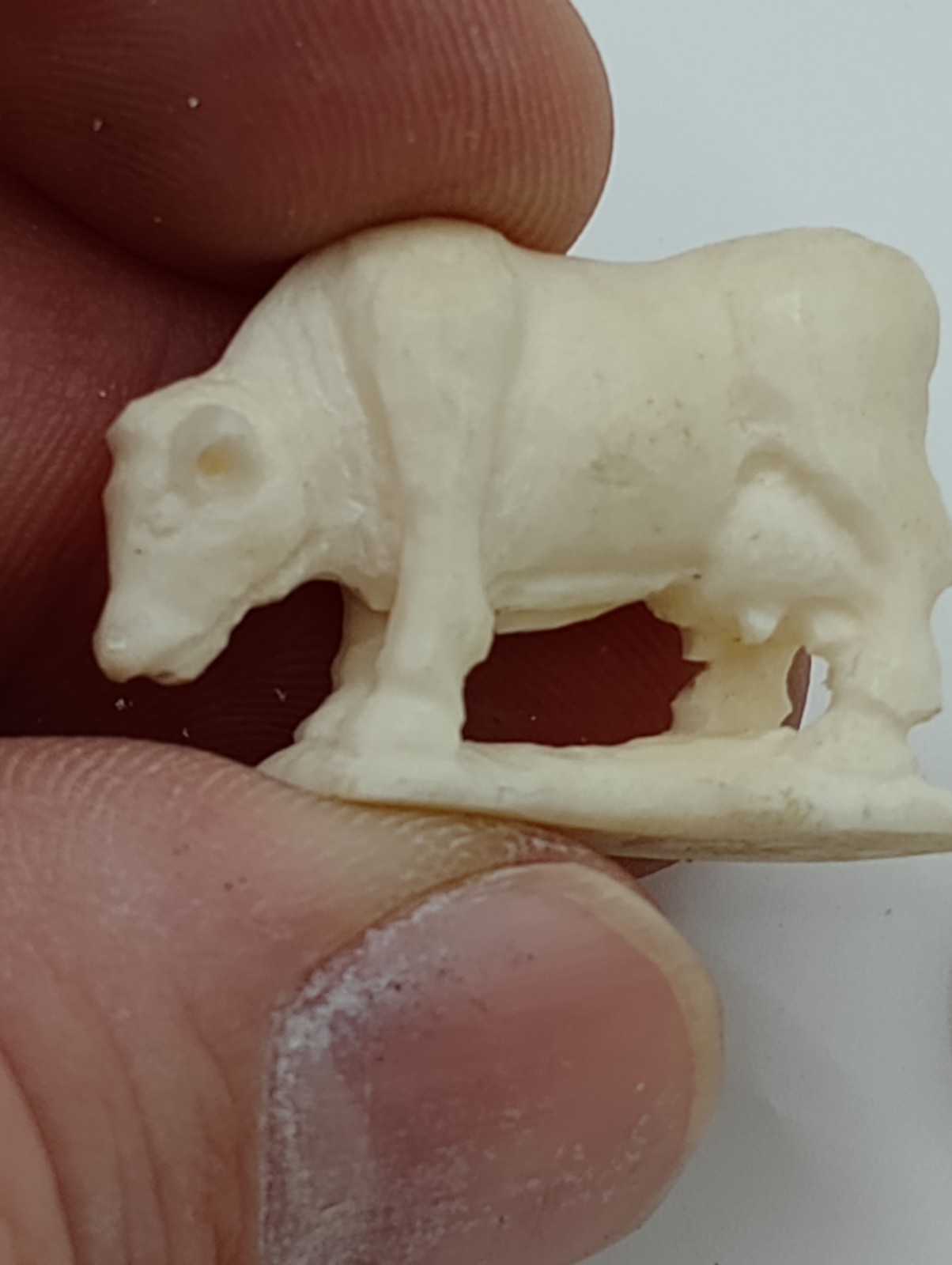 Bovine Bone Hand Carved Cow Figurine Made In USA Collector Item Farm Animal Gift