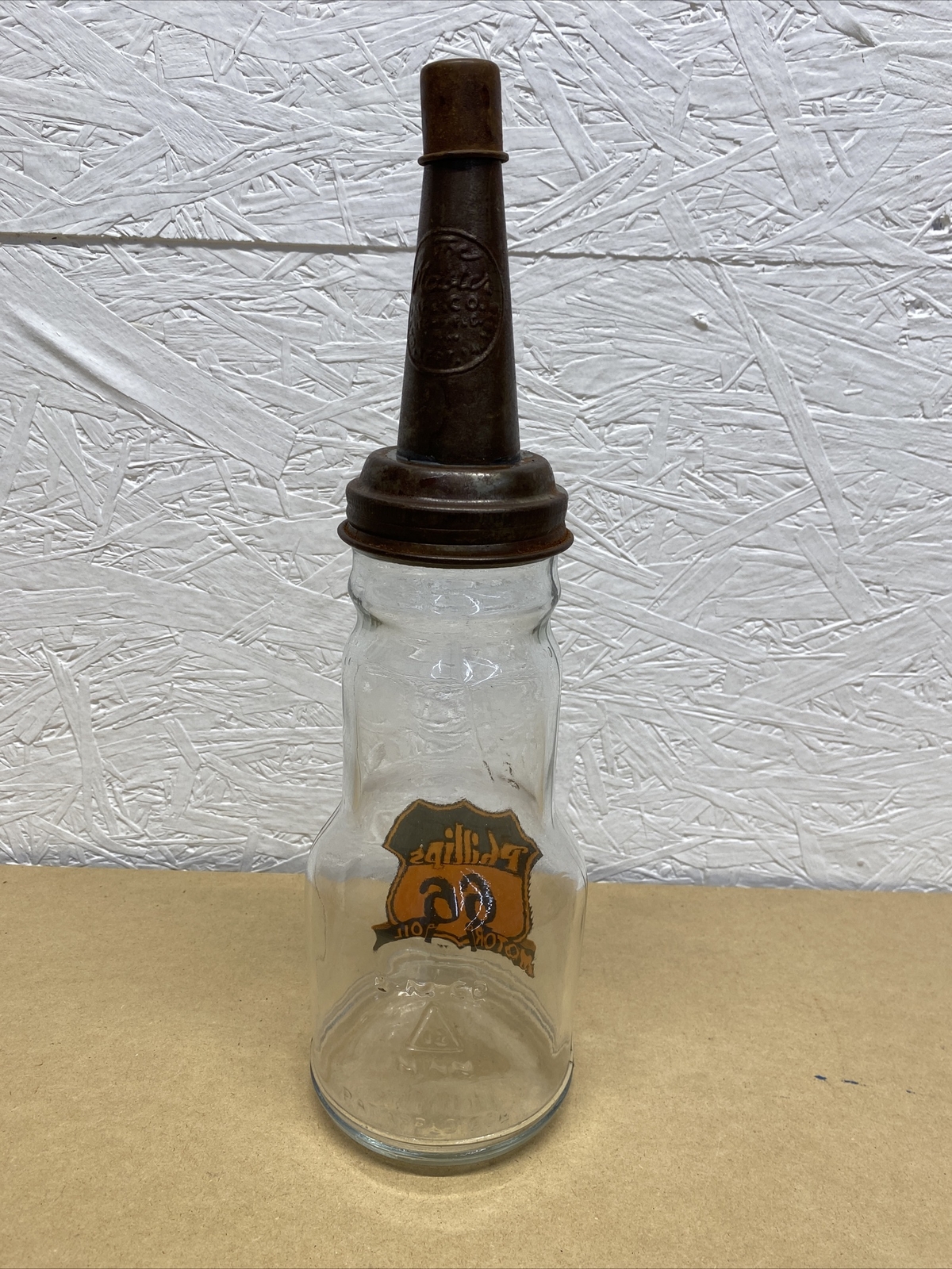 Phillips 66 Motor Oil Bottle Spout Cap Glass Vintage Style Gas Station