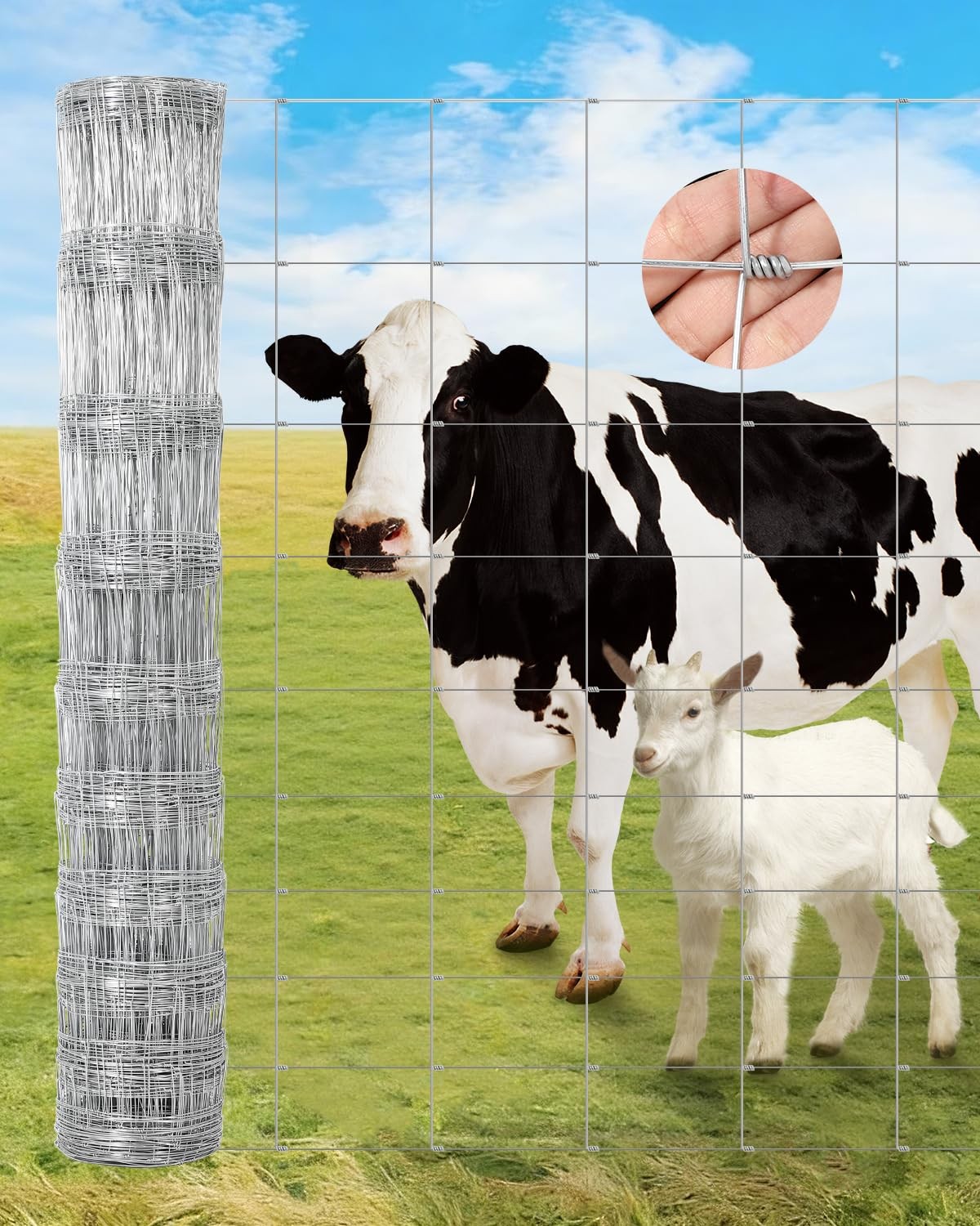 Farm Fence 4/5/6ftx 164/328ft Heavy Duty Galvanized Cattle Fence Animals Protect