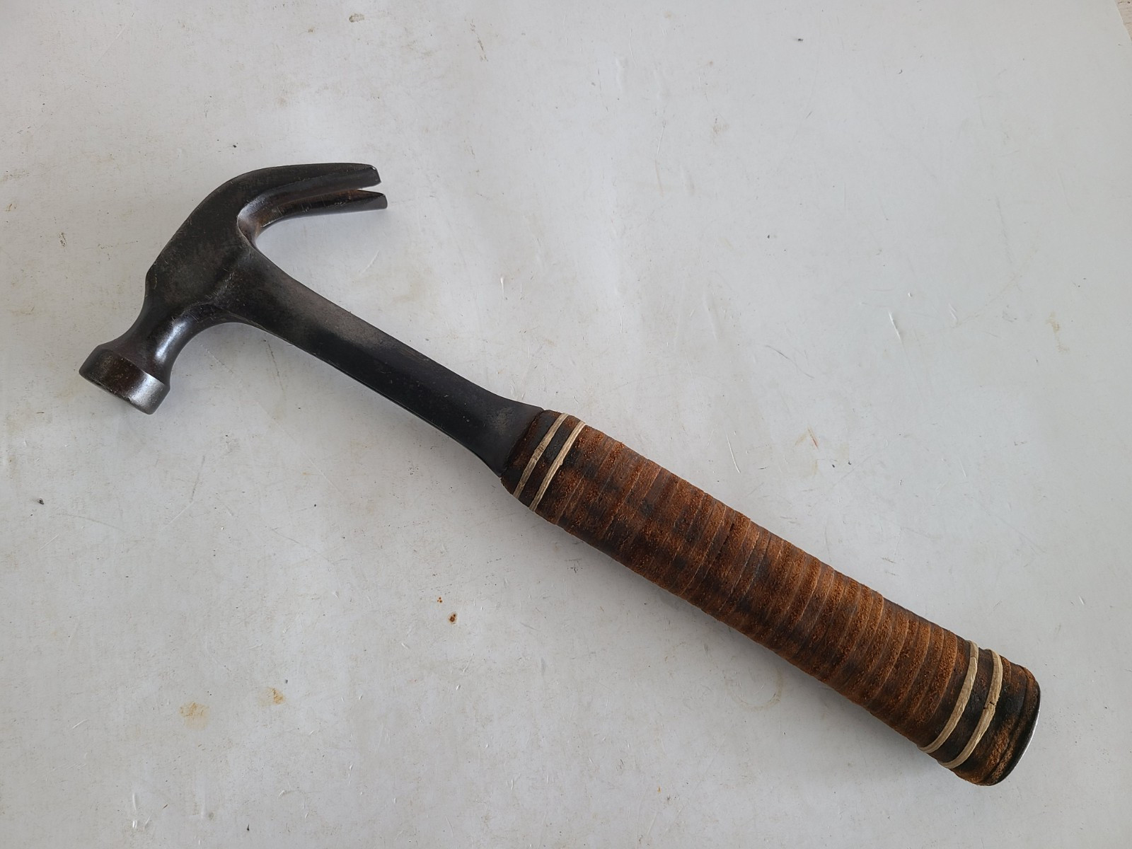 Estwing Curved Claw Hammer 16 oz Stacked Leather Handle 12 3/8" Vintage USA Made