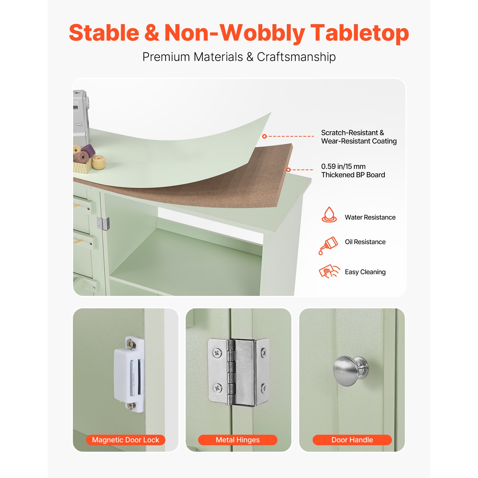 Uimoso Folding Multipurpose Sewing Table with Compact Design, Light Green