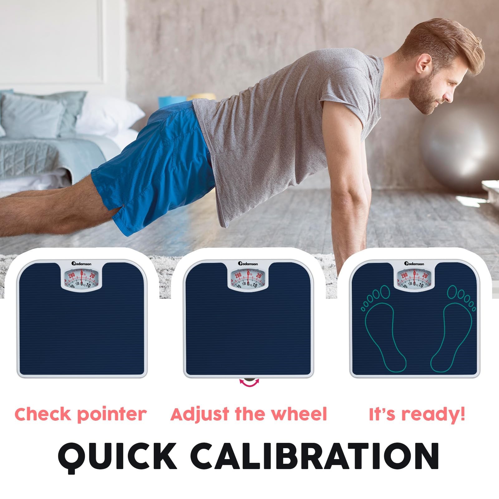 Adamson A21 Analog Scales for Body Weight - up to 300 LB - New - Anti-Skid