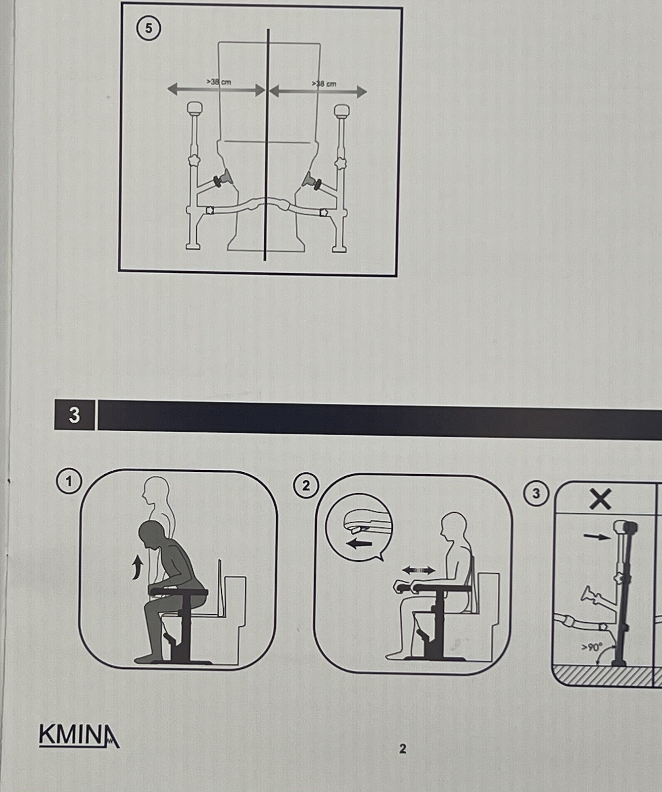 KMINA Toilet Safety Rails Frame with Grab Bars White. New In Box Never Assembled
