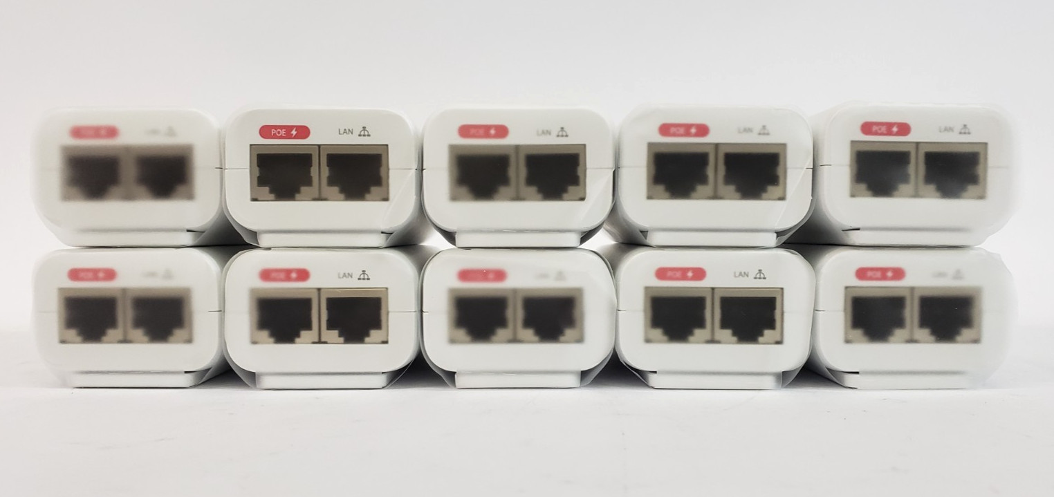 Lot of 10 Open Box UniFi U-PoE-af Injectors w/ Power Cords & Mounting Screws