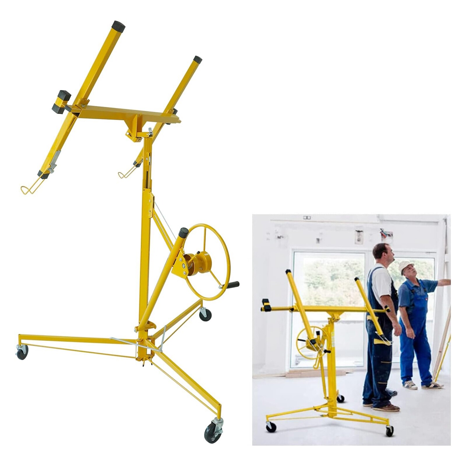 11FT Drywall Lift Hoist Sheetrock Panel Plasterboard Jack Lifter Load 150lbs