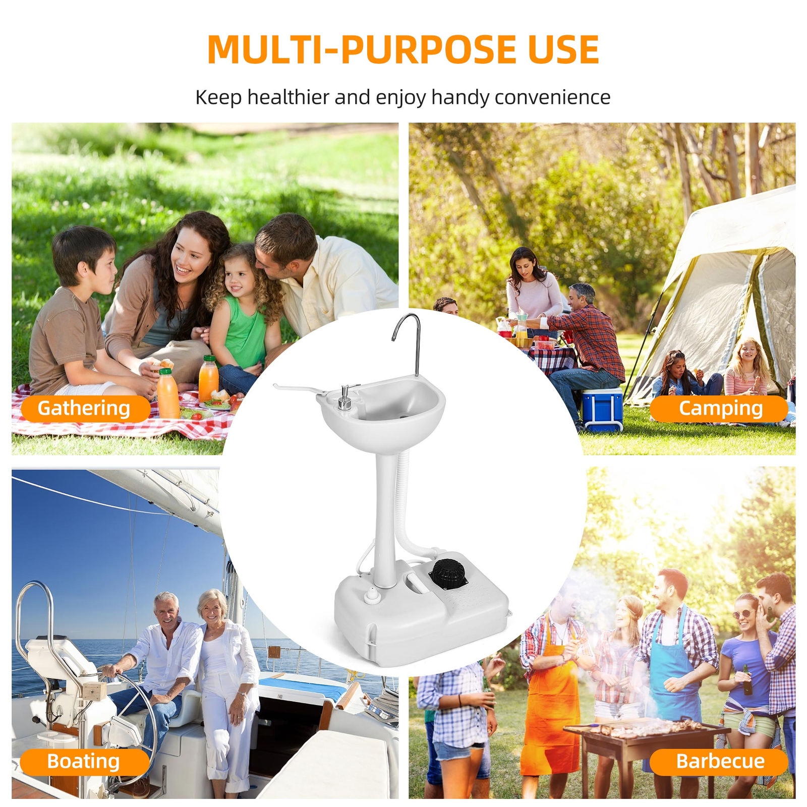 Portable Wash Sink Camping Garden Washing Station Hand W/17 L Wash Basin Stand