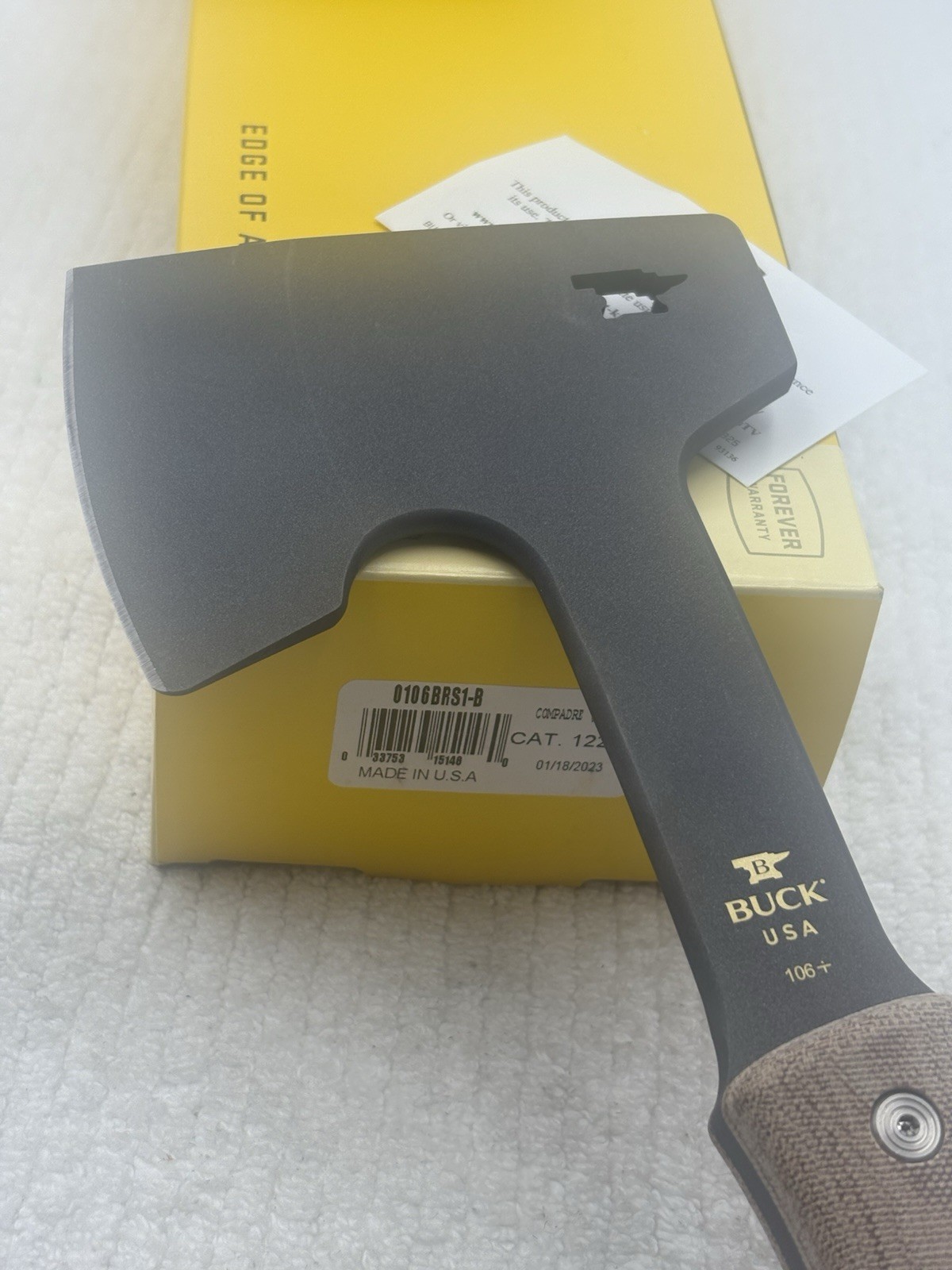 Buck 0106BRS1-B Compadre Axe With Leather Sheath NIB Made In USA Discontinued