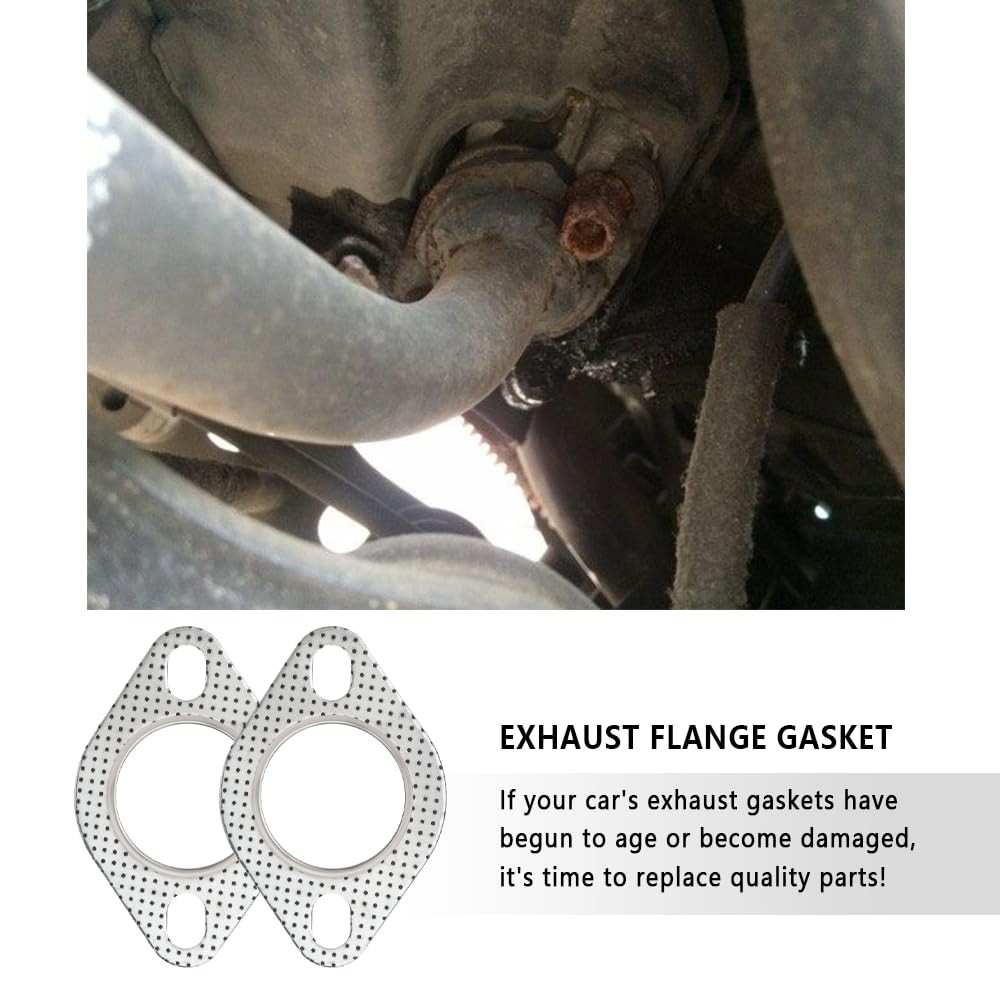 2PCS Car Exhaust Gasket,2.25" 2-Bolt Exhaust Flange Gasket Car 2.25inch