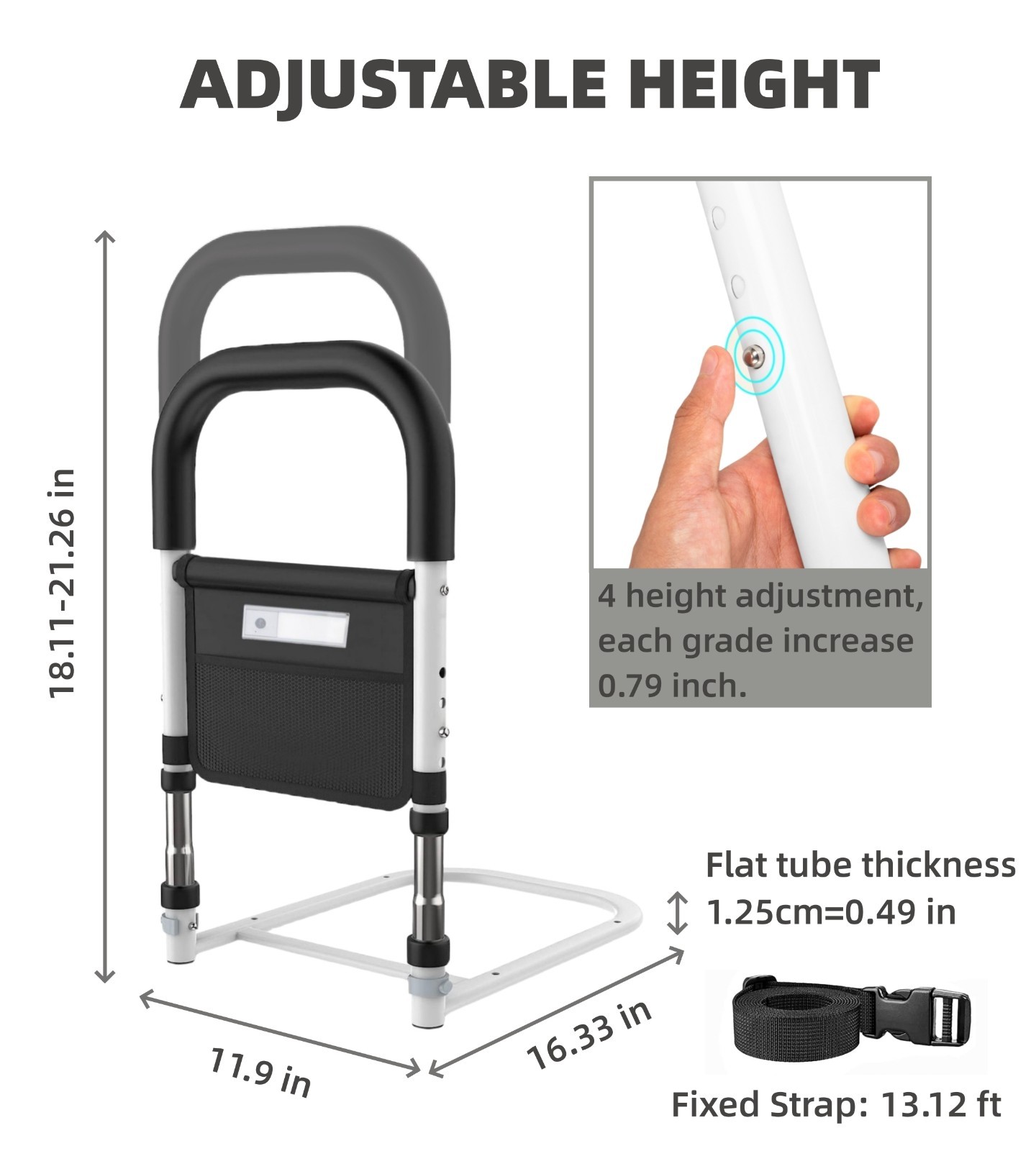 Bed Rails for Elderly Adults, Bed Side Assist Rail for Seniors with Motion Light