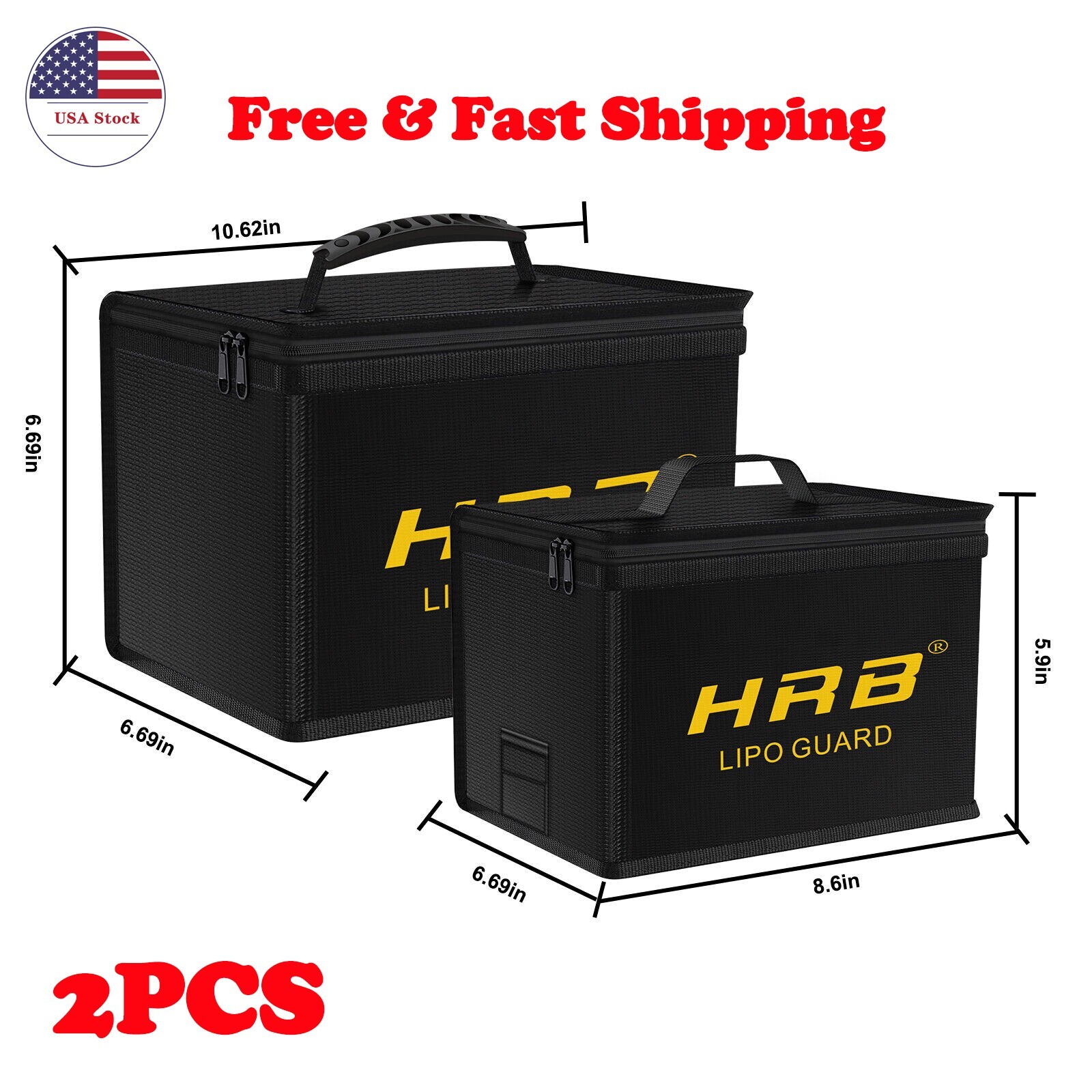 2Pack Lipo Battery Safe Guard Fireproof Explosionproof Bag Charge & Storage