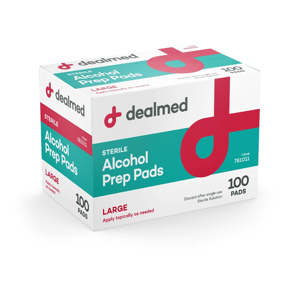 Dealmed Alcohol Prep Pads Medium Size, Gamma Sterilized, 200 Count (Pack of 10)